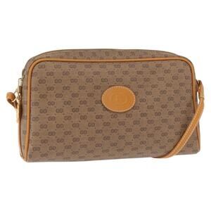 GUCCI Micro GG Supreme Shoulder Bag PVC Beige Gold 007 1112 63 Auth BA8906
